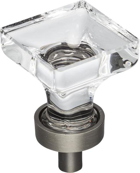 Jeffrey Alexander - 1 Inch Overall Length Square Glass Harlow Cabinet Knob