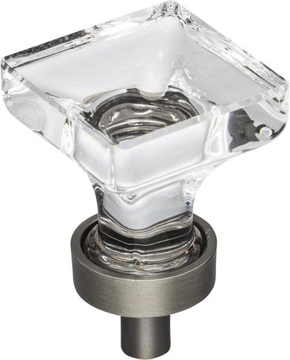 Jeffrey Alexander - 1 Inch Overall Length Square Glass Harlow Cabinet Knob