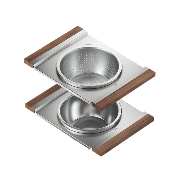 Julien - Smartstation multi-level bowl and colander for 17 inch sink - walnut