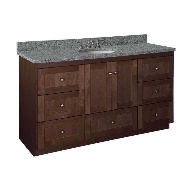 Simplicity by Strasser - 60 X 21 X 34.5 Legacy Vanity Shaker Door For Single Basin (Top not included)