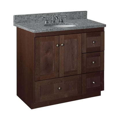 Simplicity by Strasser - 36 X 21 X 34.5 Legacy Vanity Shaker Door Right Hand Drawers (Top not included)
