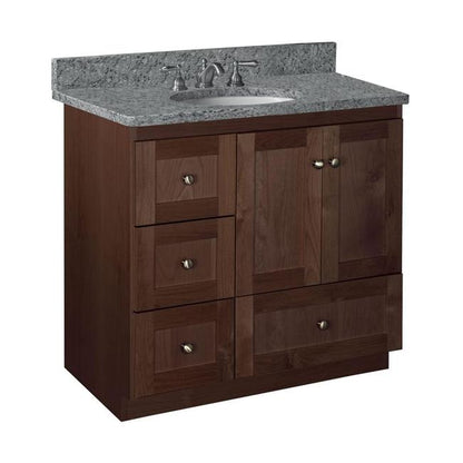 Simplicity by Strasser - 36 X 21 X 34.5 Legacy Vanity Shaker Door Left Hand Drawers (Top not included)