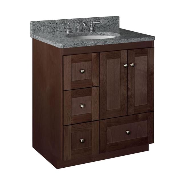 Simplicity by Strasser - 30 X 21 X 34.5 Legacy Vanity Shaker Door Left Hand Drawers (Top not included)