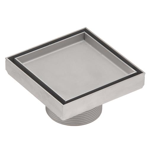 Infinity Drain - 4 x 4 Inch Tile Drain Strainer with 2 Inch Throat in Matte Black