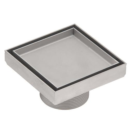Infinity Drain - 4 x 4 Inch Tile Drain Strainer with 2 Inch Throat in Matte Black