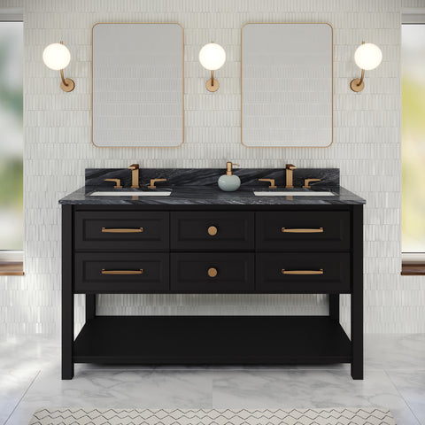 Jeffrey Alexander - Kipling 60 Inch W  Double Basin Bathroom Vanity Set