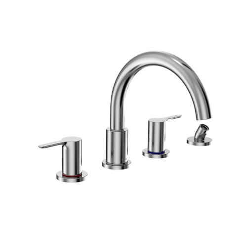Toto - LB Two-Handle Deck-Mount Roman Tub Filler Trim with Handshower, Polished Chrome