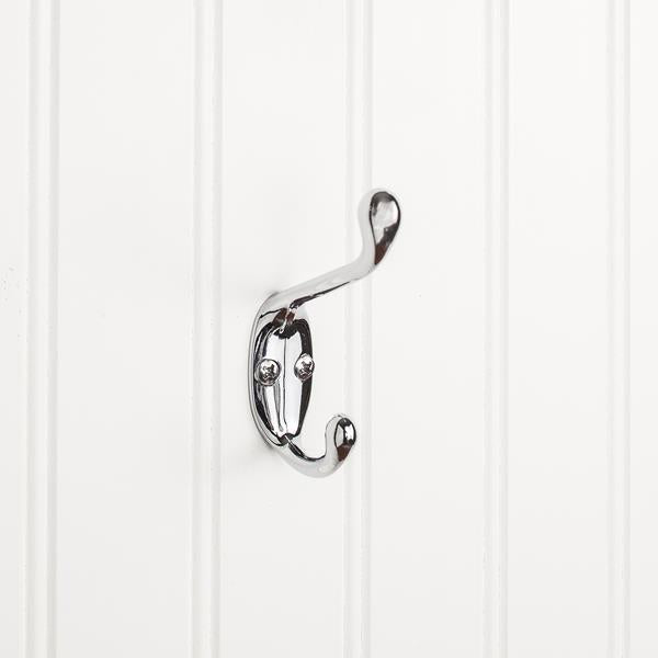 Elements - 3-3/8 Inch Double zinc wall mount coat hook.