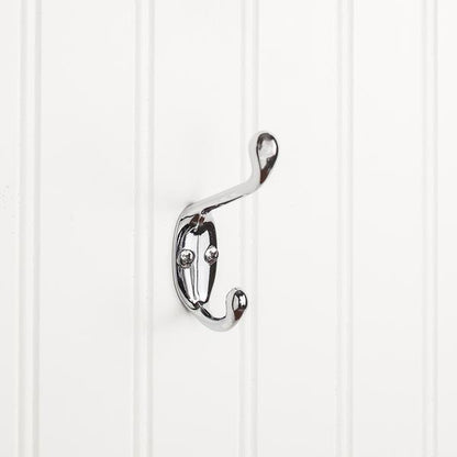 Elements - 3-3/8 Inch Double zinc wall mount coat hook.