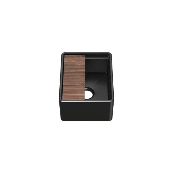 Julien - Fira 15 Inch Single Bowl Bar Sink Matte Black Fireclay with Accessory Ledge, 15X19X8-3/4