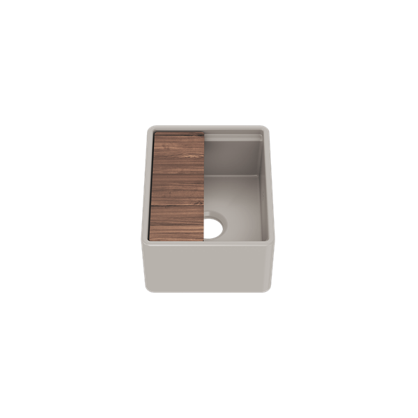 Julien - Fira 15 Inch Single Bowl Kitchen Sink Matte Taupe Fireclay with Accessory Ledge, 15X19X8-3/4