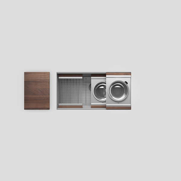 Julien - Smartstation Undermount Single-Bowl Workstation Kitchen Sink with Walnut Accessories, 36x17x10