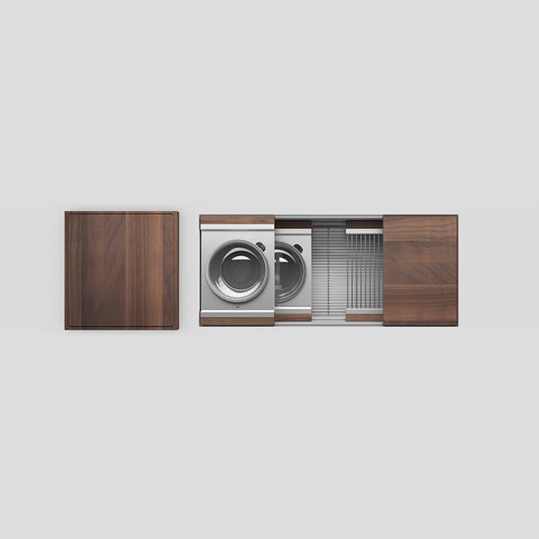 Julien - Smartstation Undermount Single-Bowl Workstation Kitchen Sink with Walnut Accessories, 42x17x10