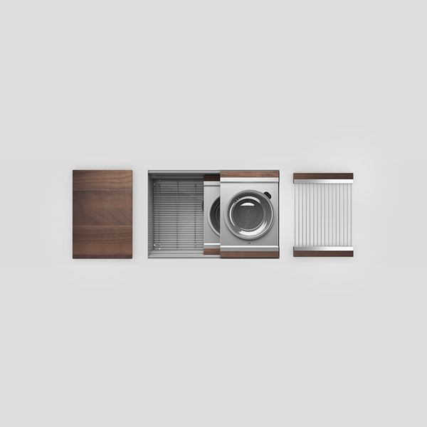 Julien - Smartstation Undermount Single-Bowl Workstation Kitchen Sink with Walnut Accessories, 27x18x10