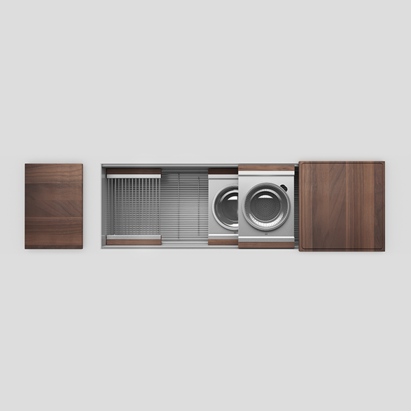 Julien - Smartstation Undermount Single-Bowl Workstation Kitchen Sink with Walnut Accessories, 60x18x10
