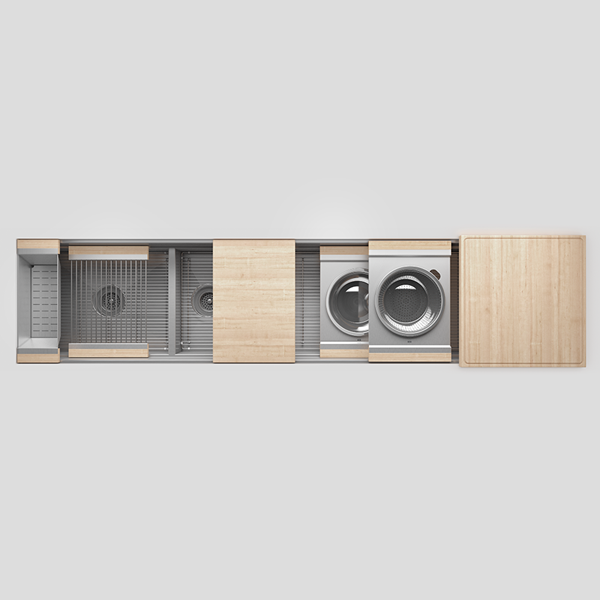 Julien - Smartstation Undermount Double-Bowl Workstation Kitchen Sink with Maple Accessories, L21x17x10 R60x17x10