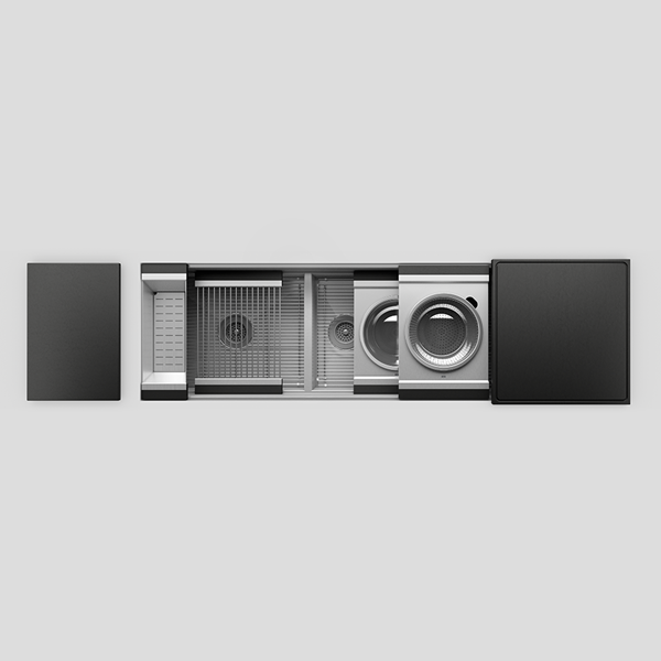 Julien - Smartstation Undermount Double-Bowl Workstation Kitchen Sink with Composite Accessories, L21x17x10 R42x17x 10
