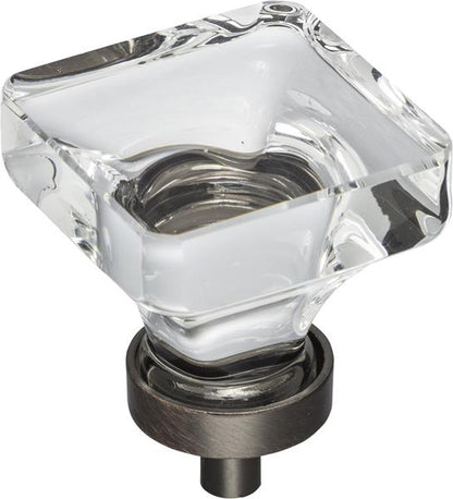 Jeffrey Alexander - 1-3/8 Inch Overall Length Square Glass Harlow Cabinet Knob