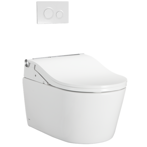 Toto - Washlet+ Rp Wall-Hung D-Shape Toilet With Rw Bidet Seat And Duofit In-Wall 1.28 And 0.9 Gpf Auto Dual-Flush Tank System