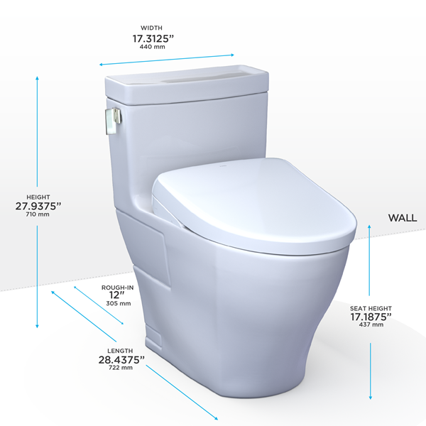 Toto - Washlet+ Legato One-Piece Elongated 1.28 Gpf Toilet With Auto Flush S7A Contemporary Bidet Seat, Cotton White