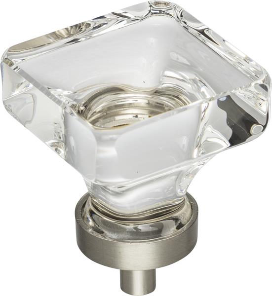 Jeffrey Alexander - 1-3/8 Inch Overall Length Square Glass Harlow Cabinet Knob