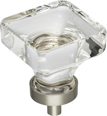 Jeffrey Alexander - 1-3/8 Inch Overall Length Square Glass Harlow Cabinet Knob