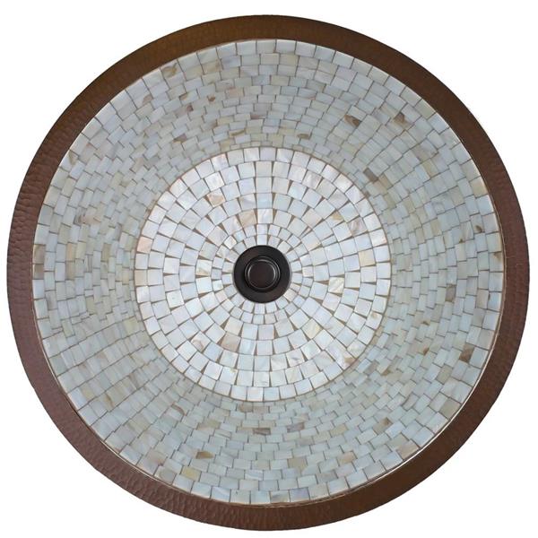 Linkasink - Round Flat Bottom Mosaic Small Drop-In Bath/Bar Sink