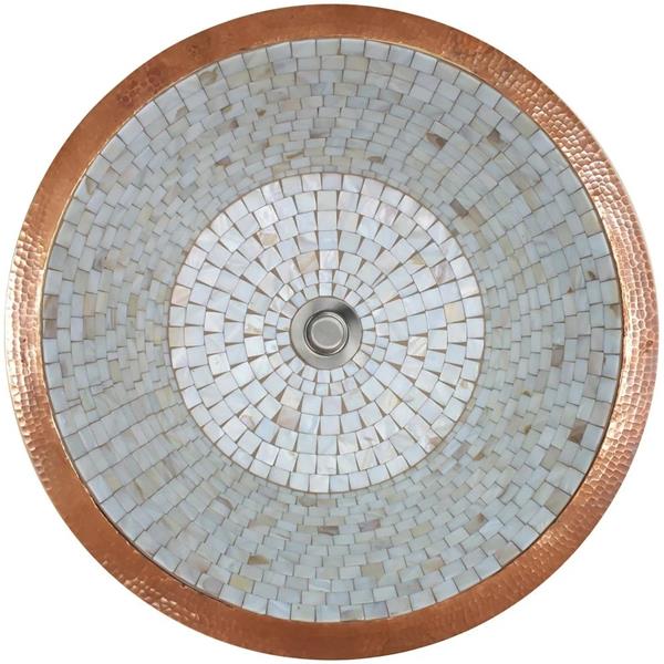 Linkasink - Round Flat Bottom Mosaic Small  Undermount Bath/Bar Sink