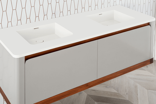 Wetstyle - Bauhaus 60 X 22 X 7/16 Semi Recessed Double Washbasin