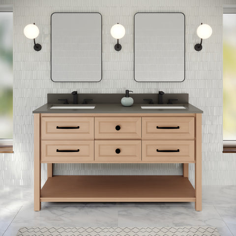 Jeffrey Alexander - Kipling 60 Inch W  Double Basin Bathroom Vanity Set