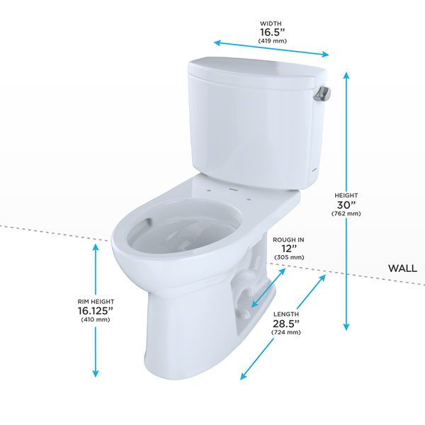 Toto - Drake II Two-Piece Elongated 1.28 Gpf Toilet With Cefiontect And Right-Hand Trip Lever, Cotton White