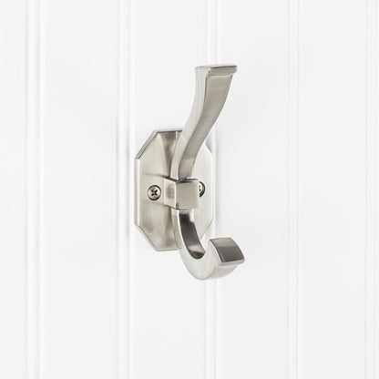 Elements - 4-5/16 Inch Double zinc wall mount hook.