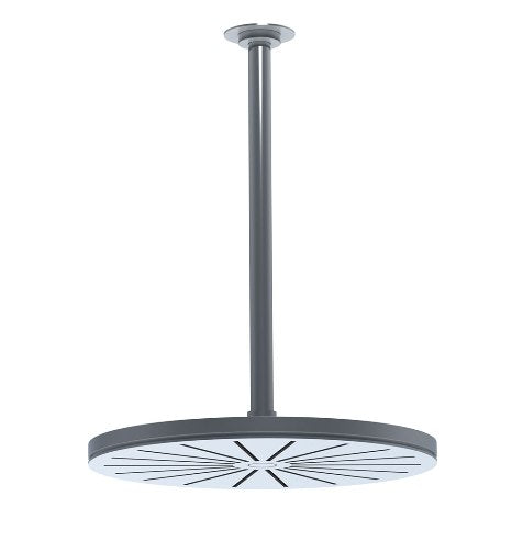 Vola - 060A+200 Round Ceiling-Mount Showerhead With Arm And Rosette- 15-3/8 Inch Length