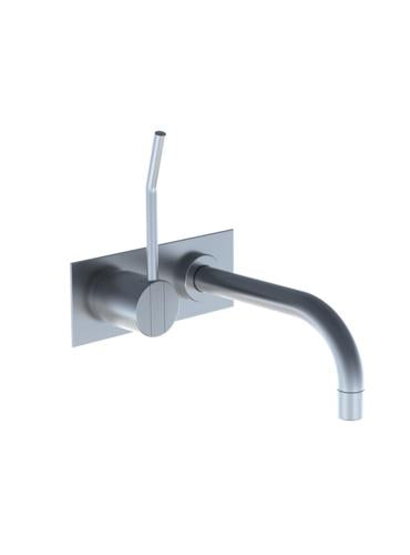 Vola - 112L One-Handle Mixer, 6 Inch Spout and Plate Trim with long (4 Inch) lever
