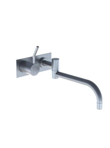 Vola - 132M One-Handle Mixer, 10 Inch Double Swivel Spout And Plate Trim Kit