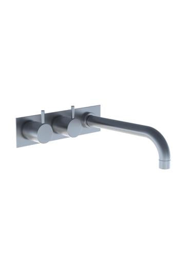 Vola - 623CK Two-Handle Mixer, High-Flow 9 Inch Spout to Right and Plate Trim kit