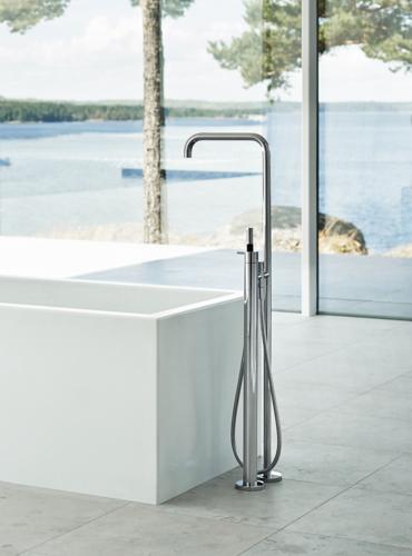 Vola - Fs1 Free-Standing Floor-Mounted Tub Faucet With Hand Spray And Hose- Trim Kit