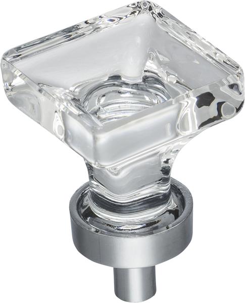Jeffrey Alexander - 1 Inch Overall Length Square Glass Harlow Cabinet Knob