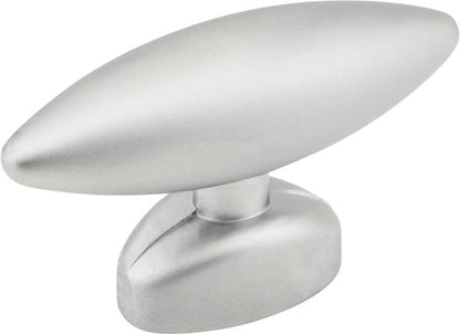 Elements - 1-9/16 Inch Overall Length Matte Silver Football Verona Cabinet  T Knob