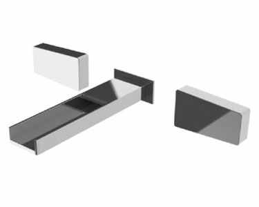 Watermark - Edge Wall Mounted 3 Hole Waterfall Lavatory Set With 6 3/8 Inch OA Spout