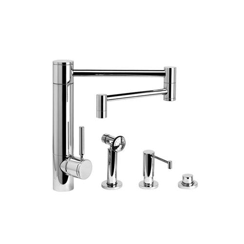 Waterstone - Hunley Kitchen Faucet - 18 Inch Articulated Spout - 3Pc. Suite
