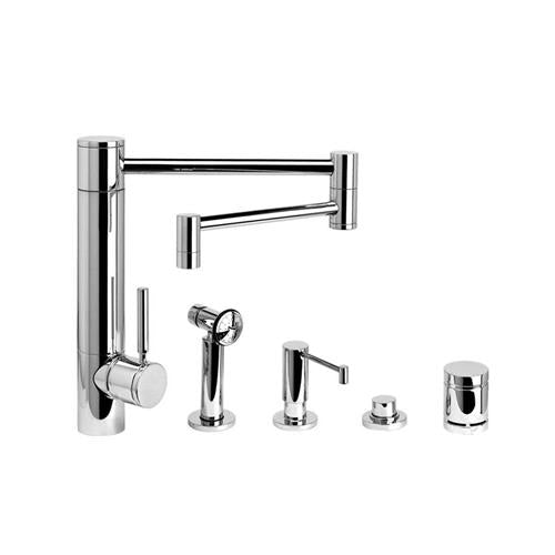 Waterstone - Hunley Kitchen Faucet - 18 Inch Articulated Spout - 4Pc. Suite