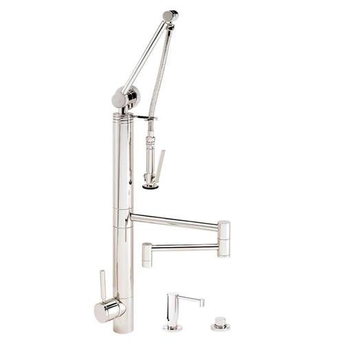 Waterstone - Contemporary Gantry Pulldown Faucet - 18 Inch Articulated Spout - 3Pc. Suite