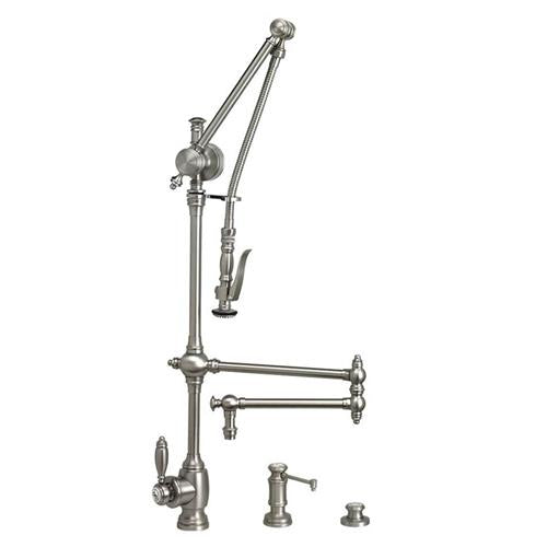 Waterstone - Traditional Gantry Pulldown Faucet - 18 Inch Articulated Spout - 3Pc. Suite