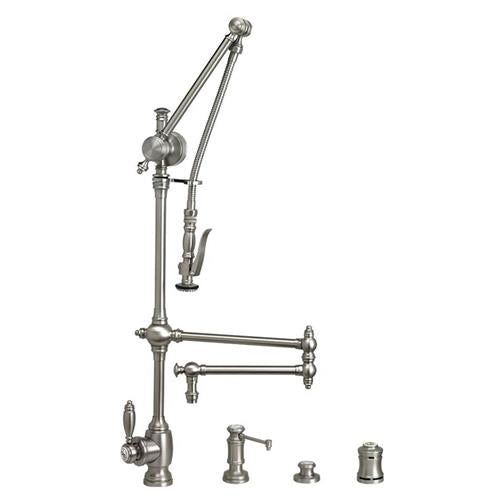 Waterstone - Traditional Gantry Pulldown Faucet - 18 Inch Articulated Spout - 4Pc. Suite