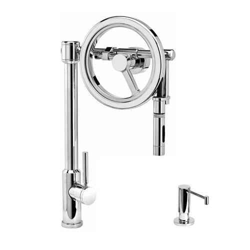 Waterstone - Endeavor Wheel Pulldown Faucet - Toggle Sprayer - 2Pc. Suite