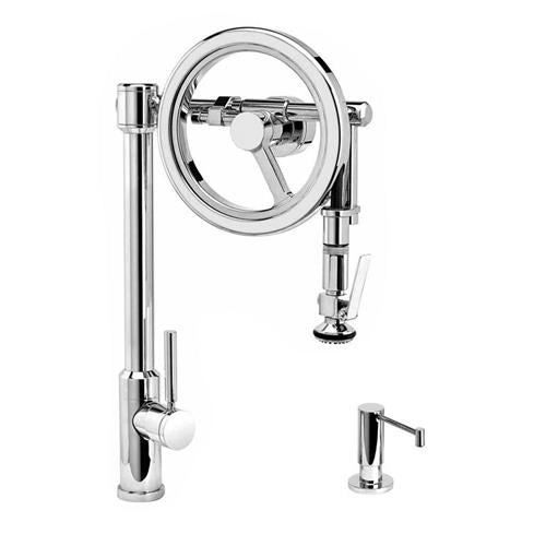 Waterstone - Endeavor Wheel Pulldown Faucet - Lever Sprayer - 2Pc. Suite