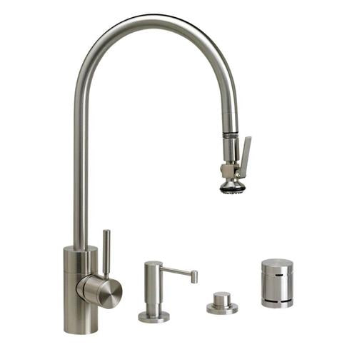 Waterstone - Contemporary Extended Reach Pulldown Plp Faucet - Lever Sprayer - 4Pc. Suite