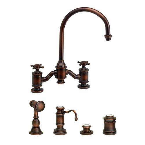 Waterstone - Hampton Bridge Faucet - Cross Handles - 4Pc. Suite