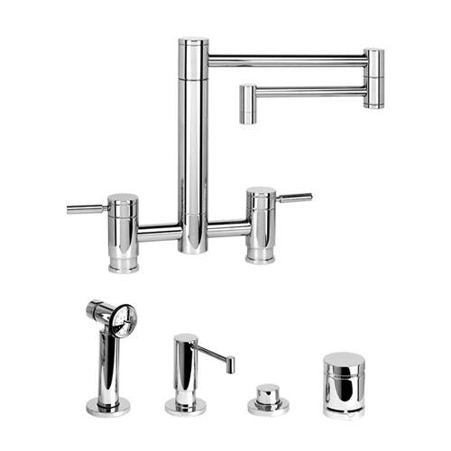 Waterstone - Hunley Bridge Faucet - 18 Inch Articulated Spout - 4Pc. Suite
